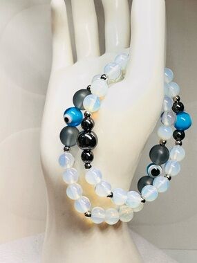 Two Opalite & Hematite beads Bracelets
